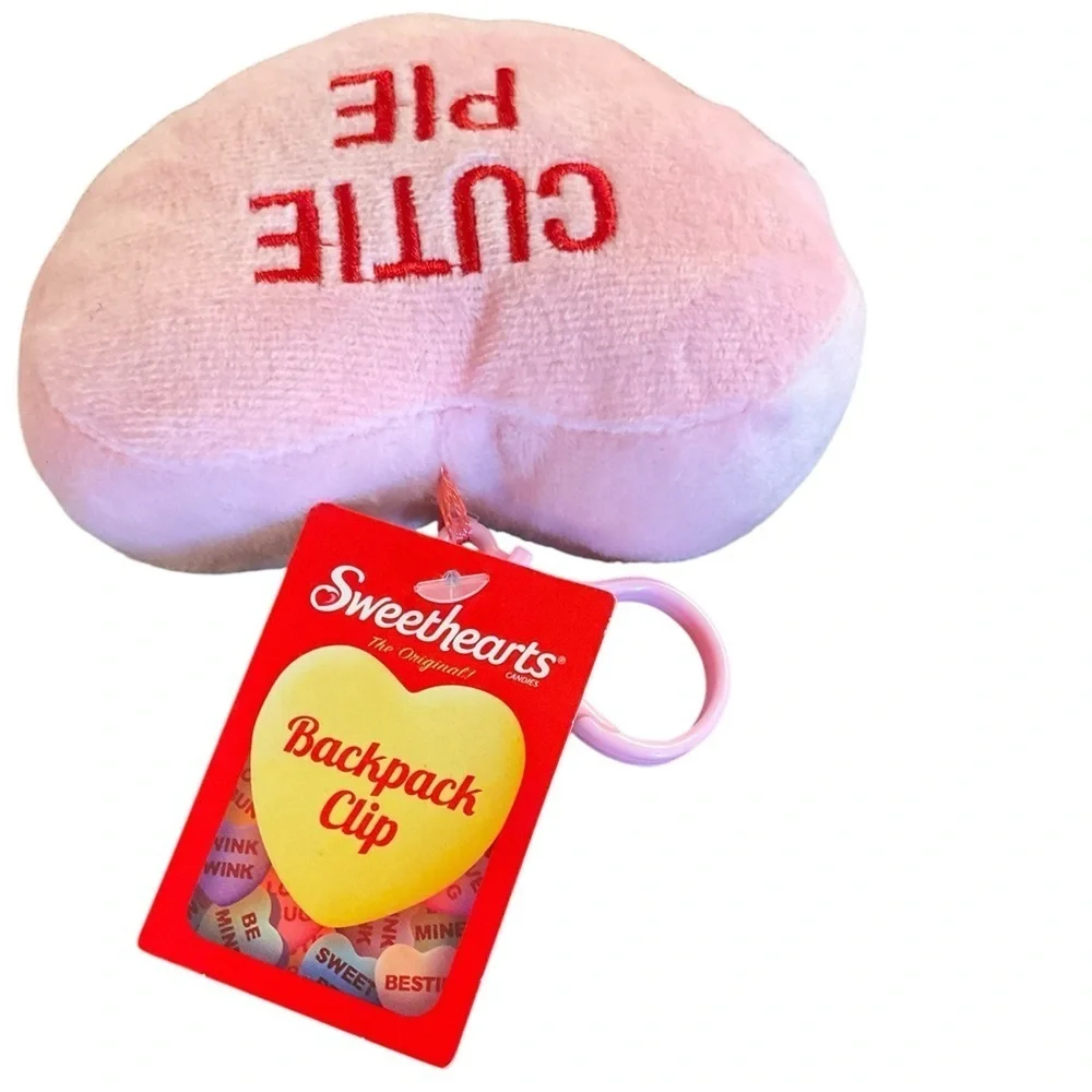 Sweethearts Plush Backpack Clips - Purple and Pink
